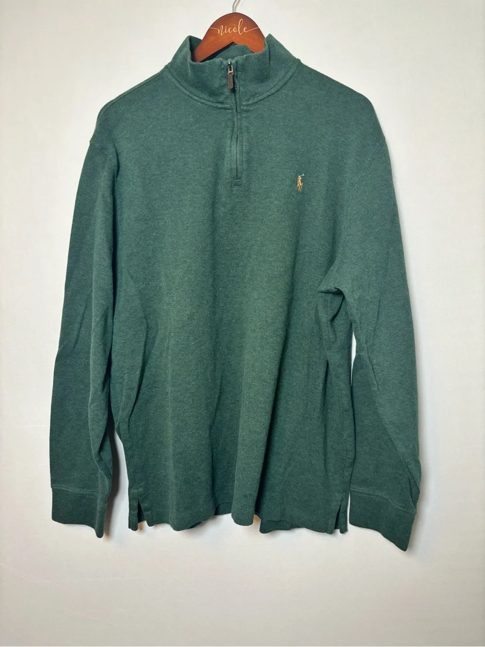 $135 POLO RALPH LAUREN MEN'S Plaid Estate-Rib Quarter-Zip Pullover Green XL